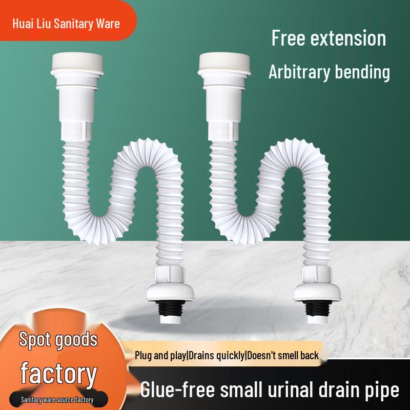 Odor-Proof Small Urinal S-Bend Drain Pipe with Rubber Head - Wall-Mounted for Bathroom