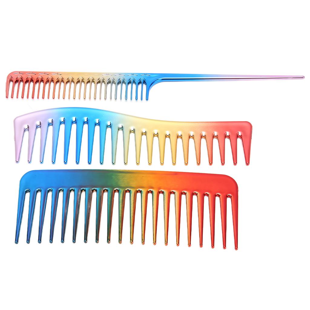 3PCS Hair Comb Set Hair Dressing Electroplate Styling for Household Hair Salon Barber