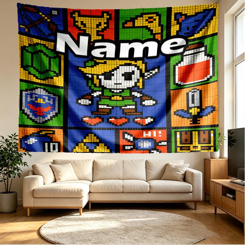 Custom Name Personalized The Legend of Zelda Print Tapestry, Wall Art Decor, Bedroom, Dorm, Apartment, LivingRoom, Party Backdrop, Gift for Birthday