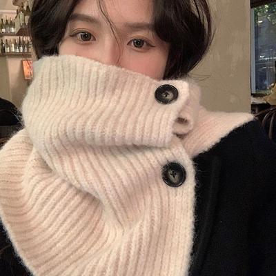 Neck Warmer Winter Warm Knitted Knitted Scarf Solid Color Soft Cross Scarf Neckerchief Wrap Women Knitted Scarf