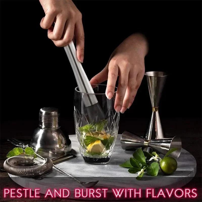 10 Inch Stainless Steel Cocktail Muddler Professional Bar Cocktail Muddler Cocktail Shaker Mixing Spoon Bar Accessories Home Bar