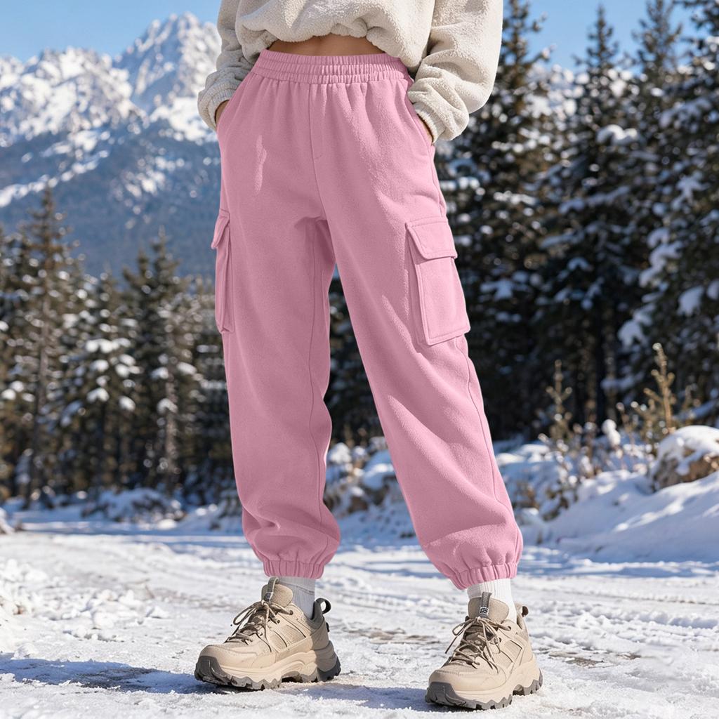 Gefütterte Cargo-Jogginghosen für Damen, lockere Passform, schmal zulaufend, lässige Hose für den Winter, tägliches Tragen