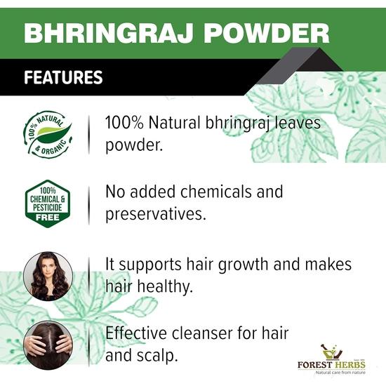 THE FOREST HERBS Natürliche Pflege aus der Natur 100% reines Bhringraj-Pulver für Haarwachstum - 200 g | Gut für Haarkur, Haaröl