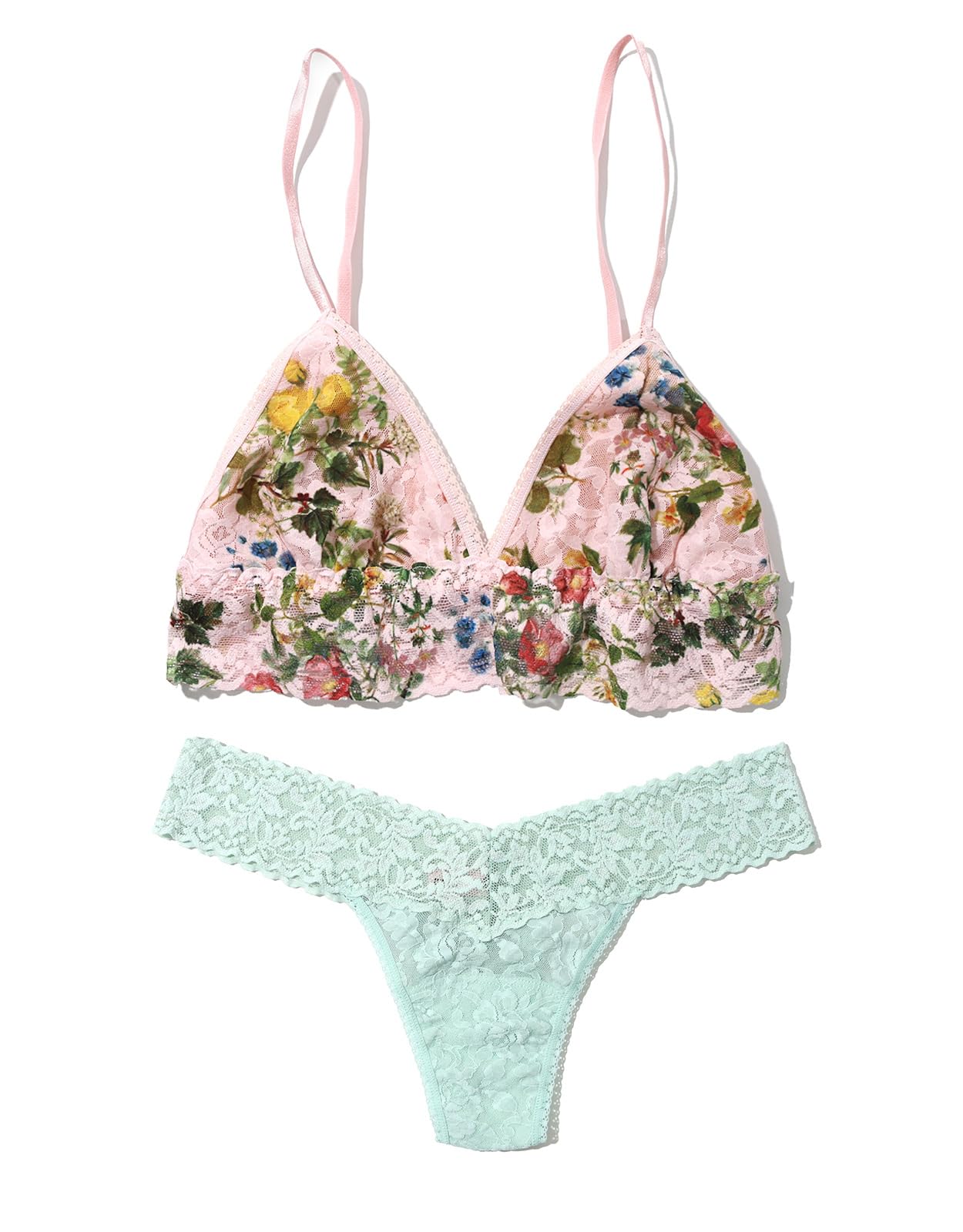 

Hanky Panky Signature Lace Padded Bra Signature Lace Thong Set & Low-Rise (Official/Authentic) (Overjoined/Low Tied, S/S)