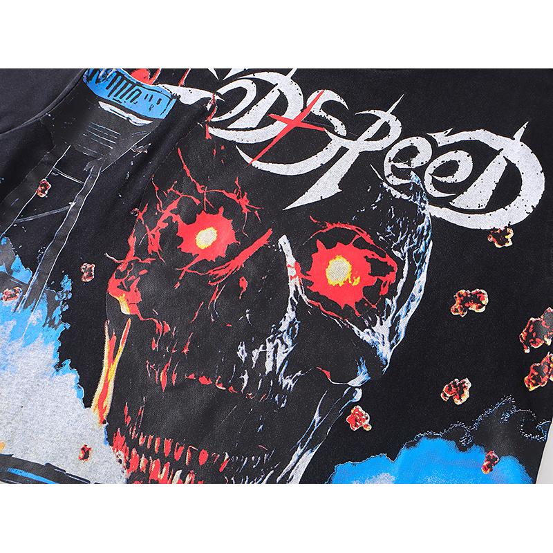 Demonic Skull Drive-In Movie Graphic Oversized Streetwear T-Shirt