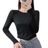Siomlana Yoga Sports Long Pilates Round Gym Side Women's Top, Shirt, Sleeve, Wear, Loungewear, Neck, Sportswear, Workout, Stretch, Comfortable,