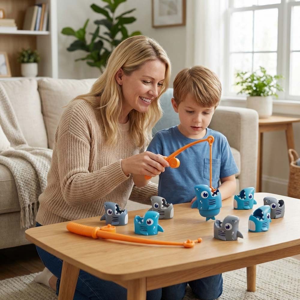 Fishing Rod Electric Fishing Toy Set Fishing Dish Fishing Game Toys Halloween Birthday Gift