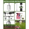 Garden Flag Holder Stand with Shepherds Hooks, 63 Inch Extra Thick Weather-Proof Powder-Coated Yard Flag Holder with 4 Prong Base, Heavy Duty 3/4