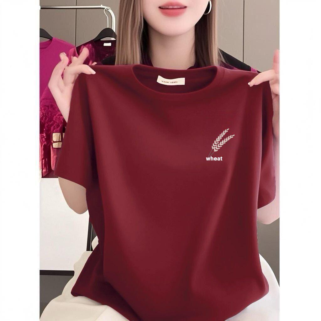 Korean Style Casual Women's Summer Slimming Print T-Shirt, Perfect for Middle-aged and Elderly