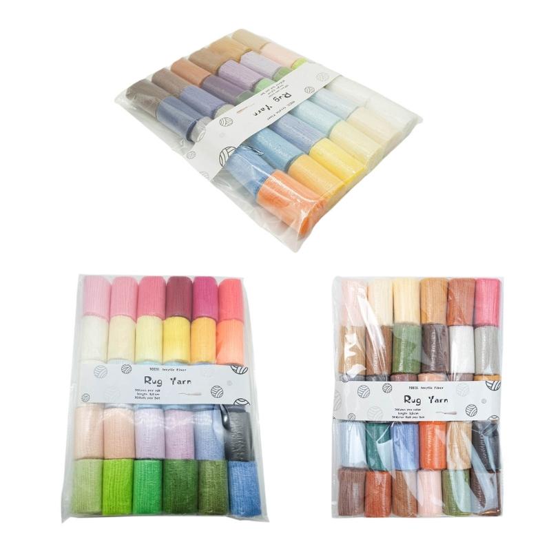30 Assorted Color Latchs Hook Yarn Pre-Cut Rugs Yarn Colorful Sewing Replace Yarn Thread for Making Pillowcases Blankets 55KF