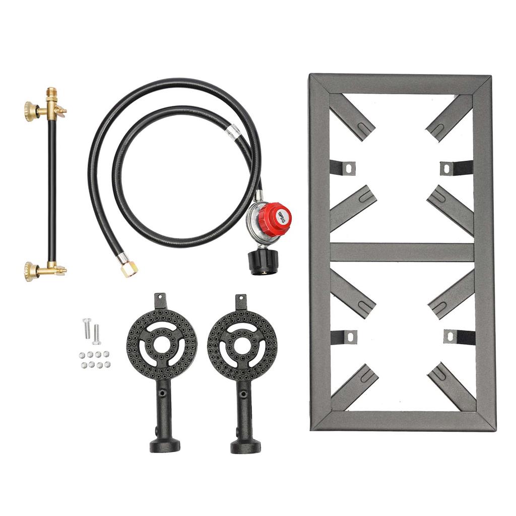 Double Burner Gas Stove - Portable Camping Cooker, 16000W Gas Hob for Restaurant Catering, Patio Camp BBQ