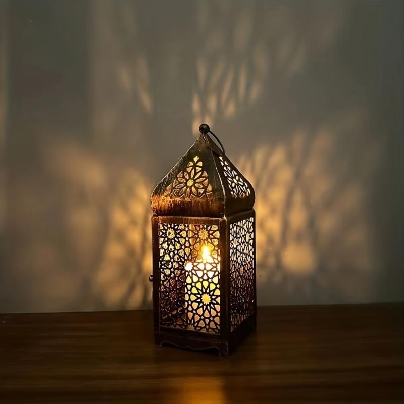 Retro Metal Iron Candle Stand No Candle Portable Wind Lights Scaldfish Candle Holder Home Decor
