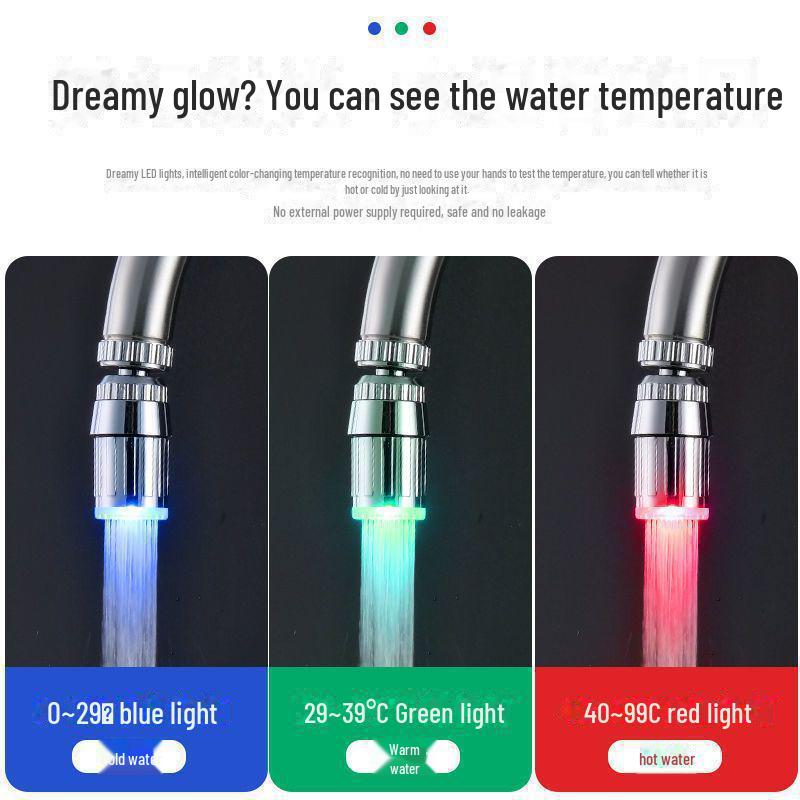 Robinet à LED avec contrôle de la température et changement de couleur, anti-éclaboussures et barboteur automatique