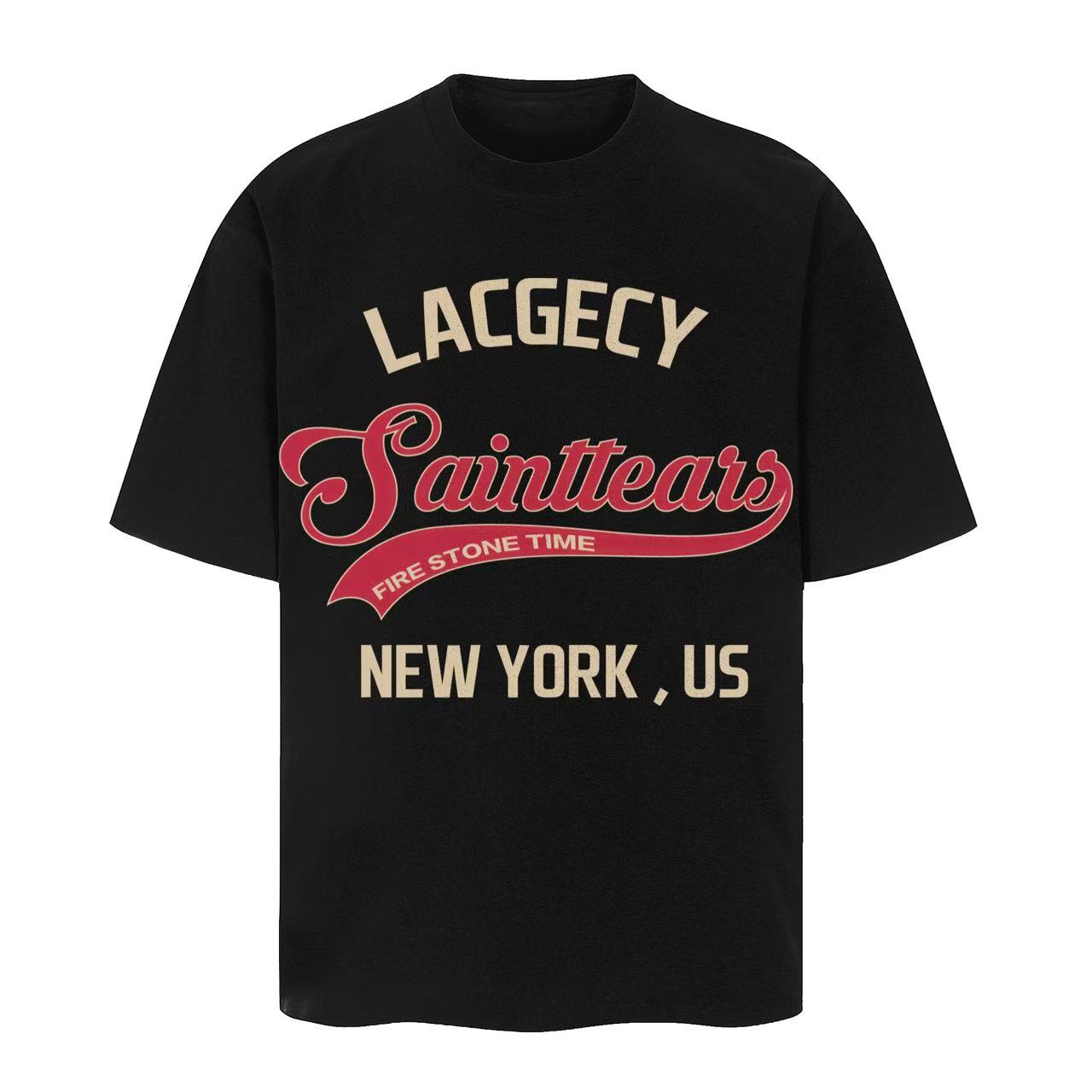 

American Saint Michael vintage loose plus-size casual sports fitness T-shirt for men and women short sleeves men clothing 4XL