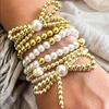 IF ME Fashion Bowknot Beaded Bracelets Set for Women Simple Elegant Gold Color Bracelets Set Summer Beach Party Ideal Jewelry