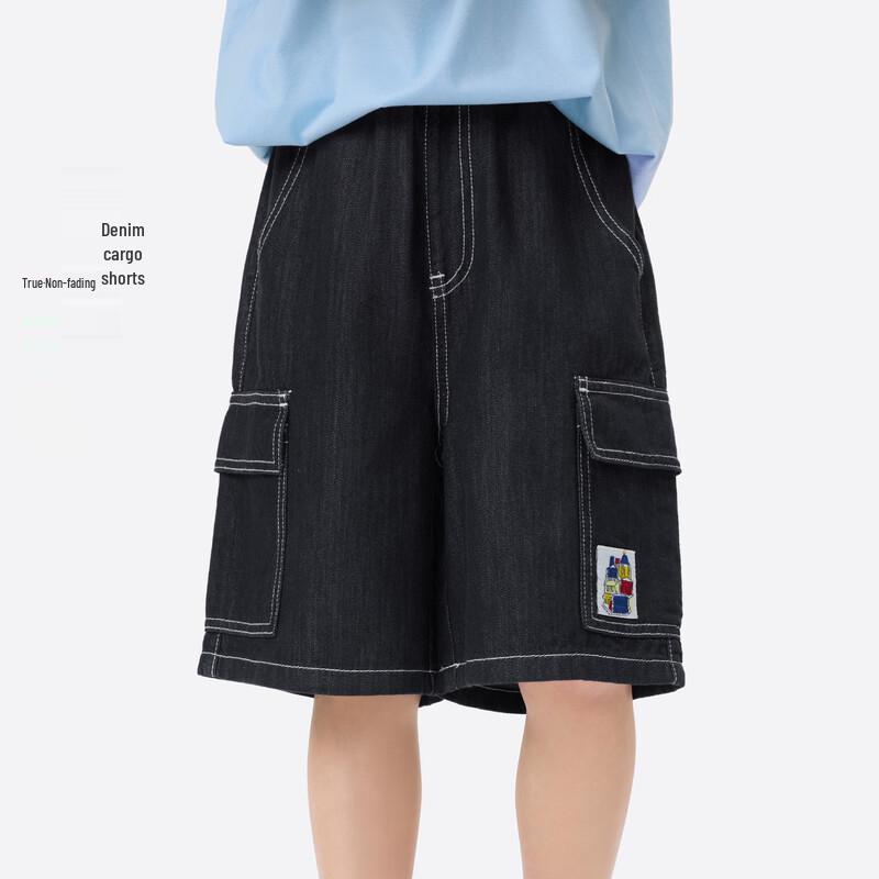 Xiaoyinman Boys Loose Fit Denim Cargo Shorts 160