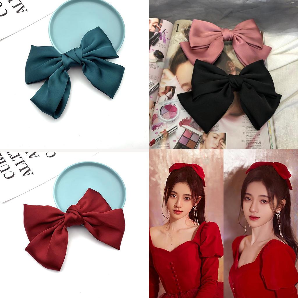 Elegant Satin Ribbon Hairpins With Big Bow For Women And Girls Accessories