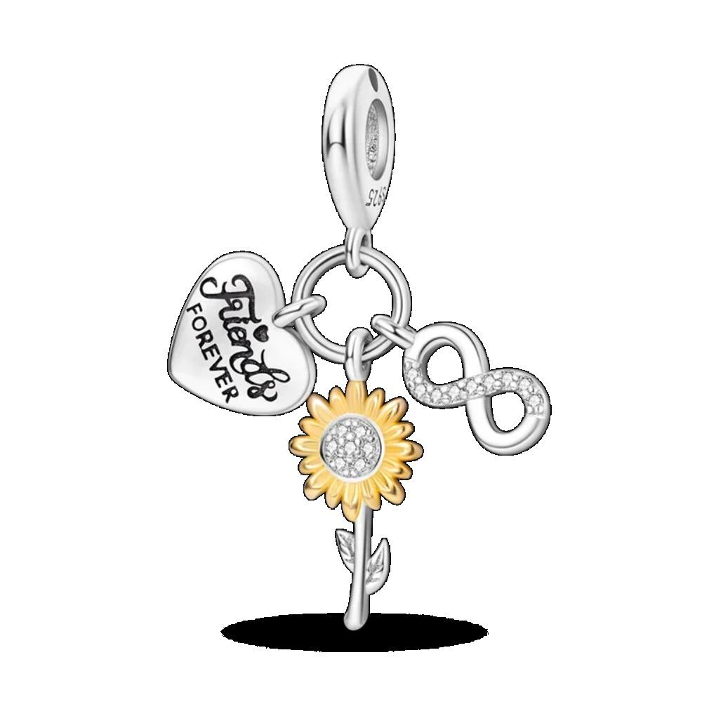 925 Silver Golden Charm Crown Family Tree Safety Chain Hollow Beads for Women DIY Bracelets Jewelry