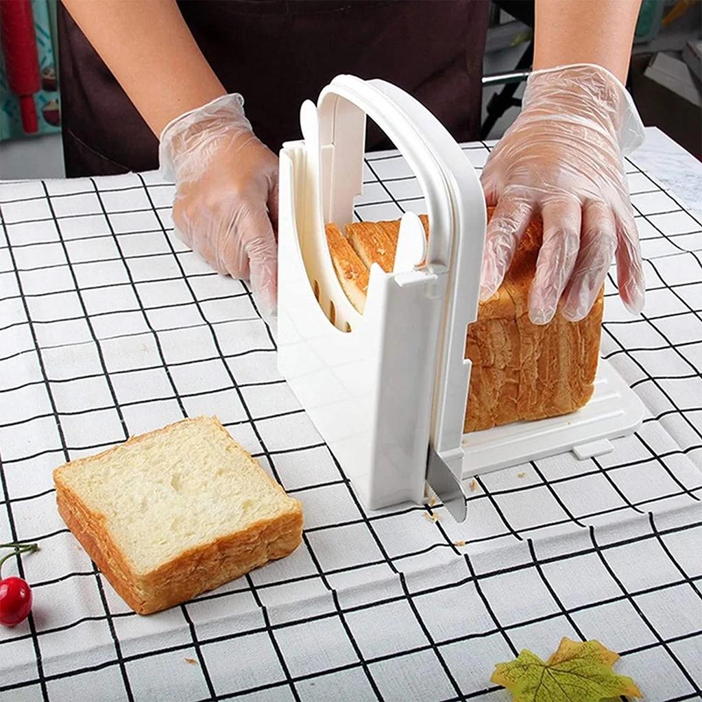 Bread Slicer Foldable Toast Slicer Adjustable Toast Loaf Slicing Machine Plastic Bread Cutting Guide Tools for Homemade Bread