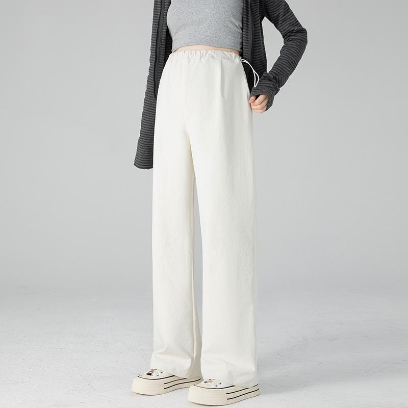 

Draped Wide Leg Maternity Pants - Slimming Drawstring, Casual Spring/Autumn Wear 2X-Large білий