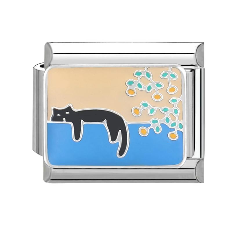 Zale Charm Italian Albastru Carouri Fluture Ochi de Diavol Flori Pisică Inimă Se Potrivesc Brățară Oțel Inoxidabil 9mm Femei DIY Făcut Cadouri