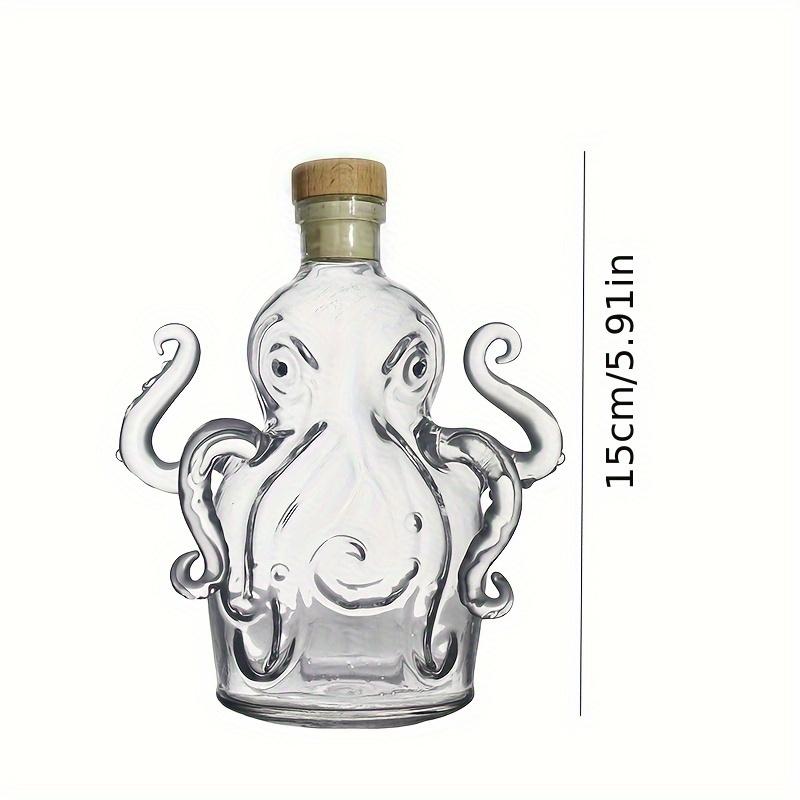 Kreativ blekksprutformet vinkaraffel | 320 ml Mini bærbar whiskyflaske med gjenbrukbart glass - Perfekt for middager hjemme, utendørs fester