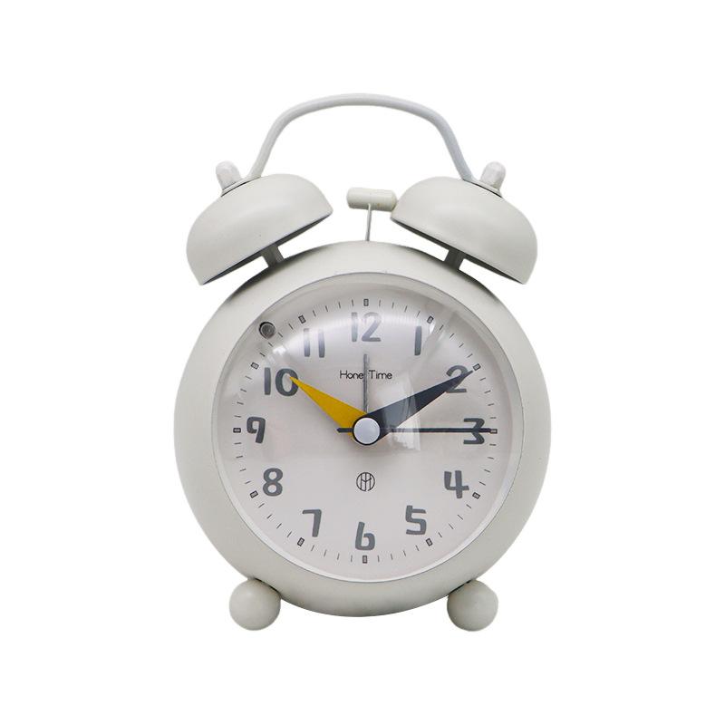 Extra Large Ringtone Retro Round Convex Ring Alarm Clock Children's Student Home Bedside Silent Sweep Second Night Light Clock