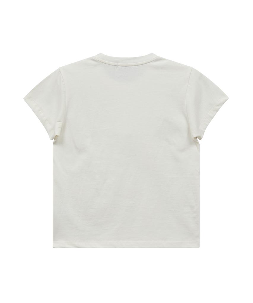 WAIKEI Mellow Dream Check Letter Short Sleeve T-Shirt Ivory