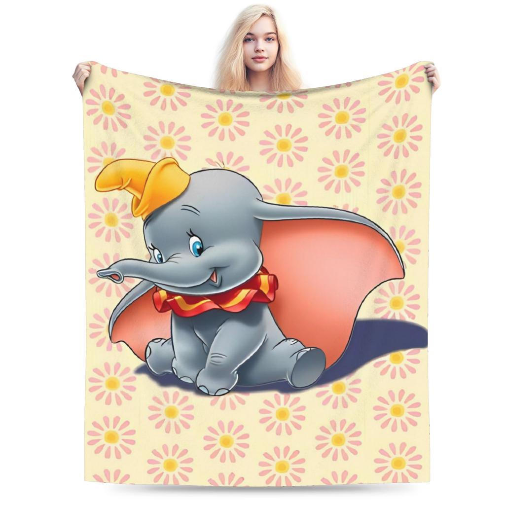 Dumbo Cartoon Blankets Velvet Spring Autumn The Flying Elephant Portable Warm Throw Blanket for Sofa Travel Plush Thin Quilt