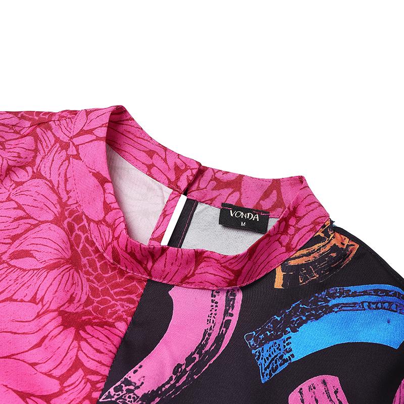 Übergroßes Damen Langarm Print Patchwork Lässiges Lockeres Maxi Kaftan Kleid