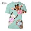 T-shirt da uomo Divertimento Estivo Stampa 3D Animali Giraffa Casual Street Manica Corta