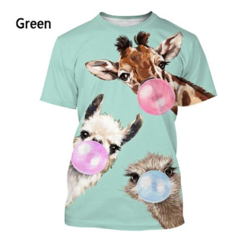 

Летняя футболка для мужчин с 3D-принтом Жираф Животное Повседневная Уличная Футболка с Коротким Рукавом 6XL