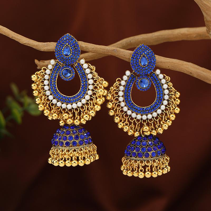 

Retro Earrings Women Tassel Bell Ethnic Vintage Jewelry Earring Accessories синий