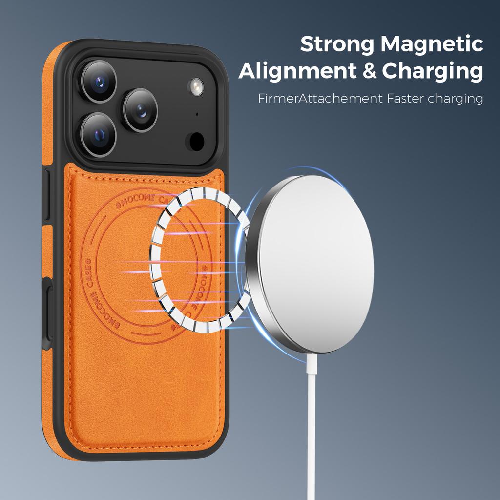 For iPhone 17 Pro Case Compatible with MagSafe Leather Back Phone Cover