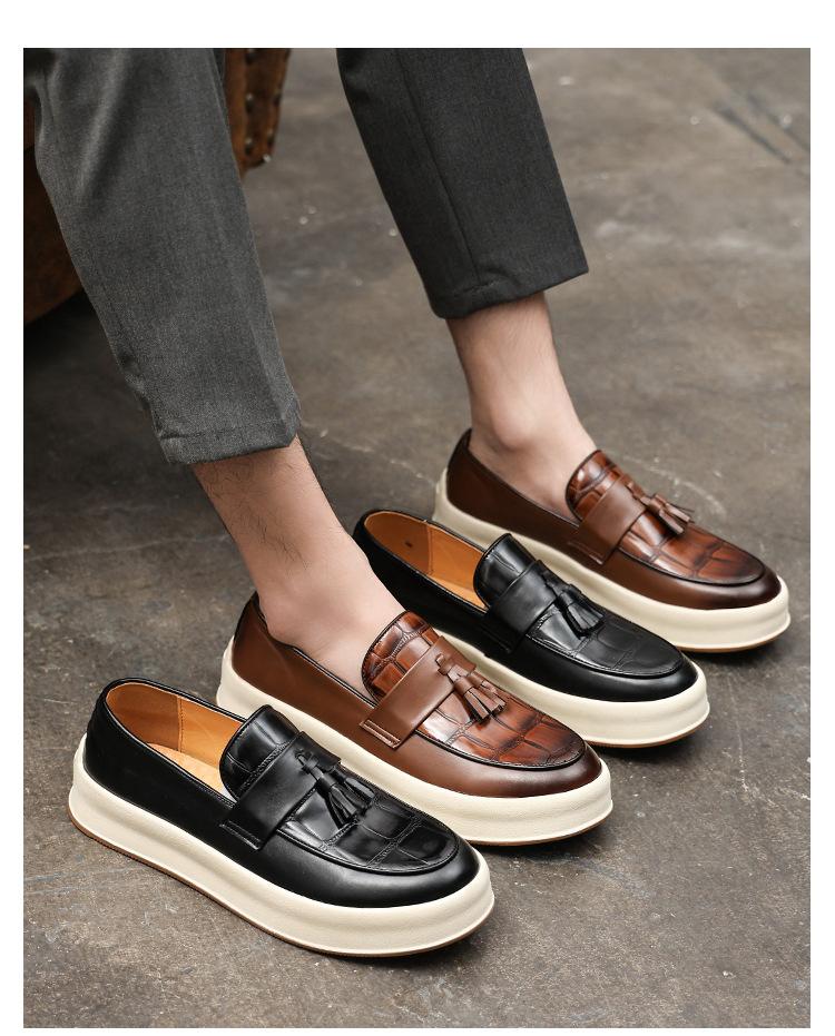 9615 Loafers Leather Shoes Men's Summer Youth British Style Lazy Loafers Casual Beanie Shoes