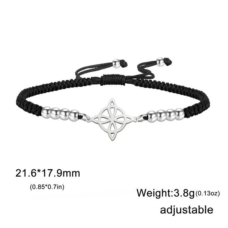Unisex Adjustable Classic Witch Knot Bracelet - Black & Red Woven Rope