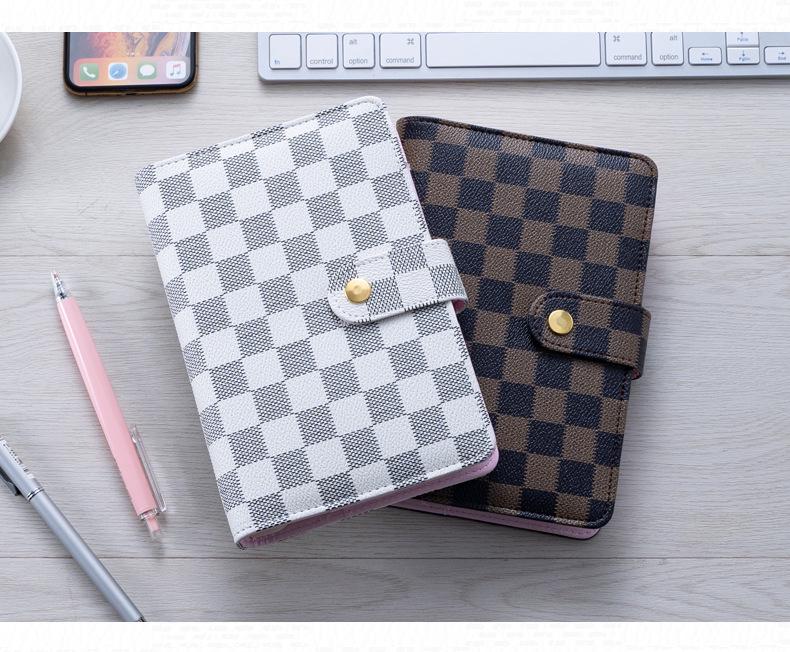 A6/A7 Leather Grid Pattern Binder Notebook with Custom Logo.