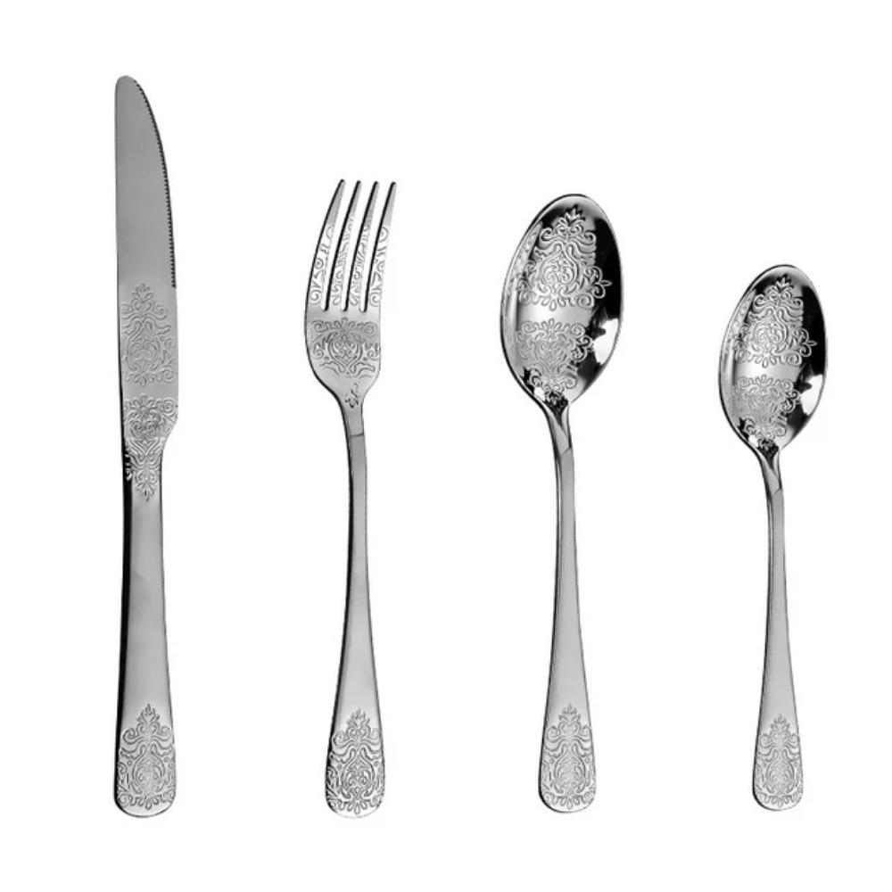 Stainless Steel Cutlery Set Portable Dinnerware Set Tableware Knife Fork Spoons Set Kitchen Utensils Sets Gift 1/2/4/8/16/24pcs