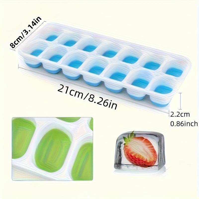 4 Stapelbare Silikon-Eiswürfelbehälter mit Deckeln BPA-frei, Set mit 14 Eiswürfelformen mit einfacher Entnahme, auslaufsicher, perfekt für Cocktails, gefrierfachgeeignet