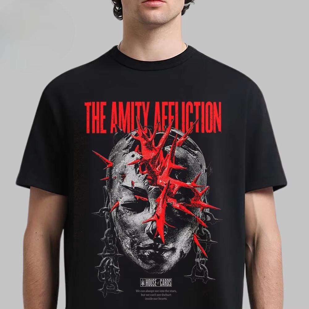 The Amity Affliction Monster Rose Print Tee Spring Horizons Tour Metalcore Streetwear Casual Unisex With Dates