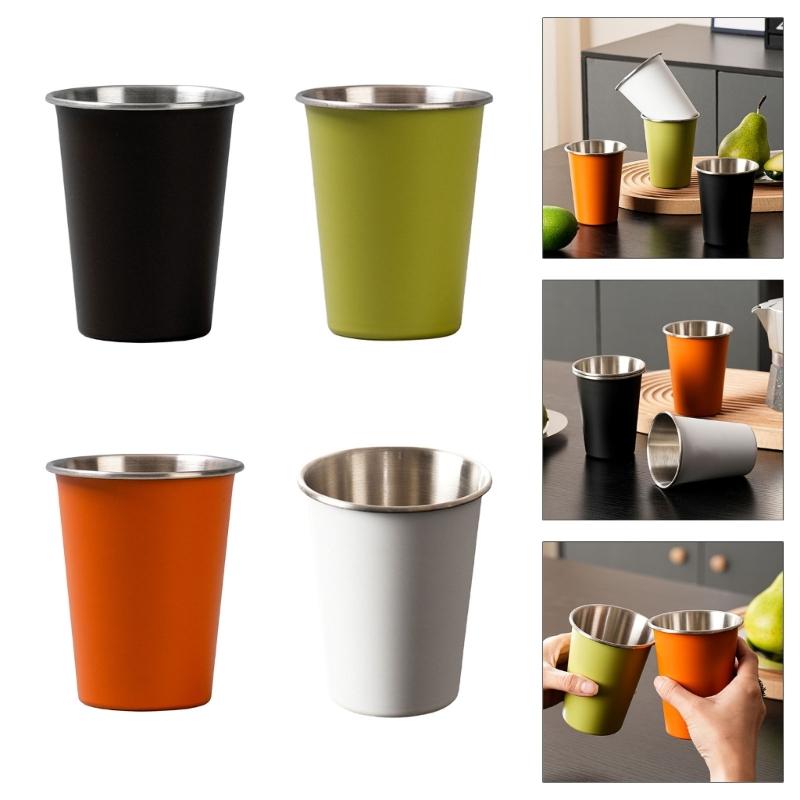 4pcs Stainless Steels Drinking Cups Outdoor Travel Cups 350ml Coffees Milk Beer Mug Stackable Camping Cup Enduring