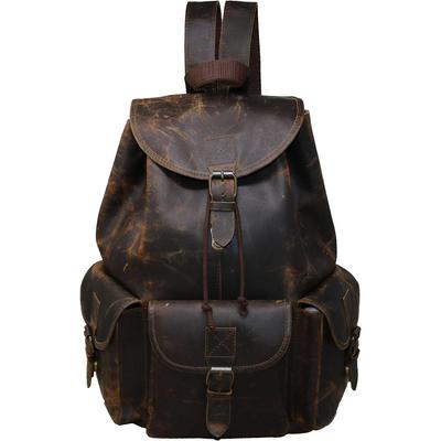 16" Brown Leather Backpack Vintage Rucksack Laptop Bag Water Resistant Casual Daypack College Bookbag Comfortable Lightweight