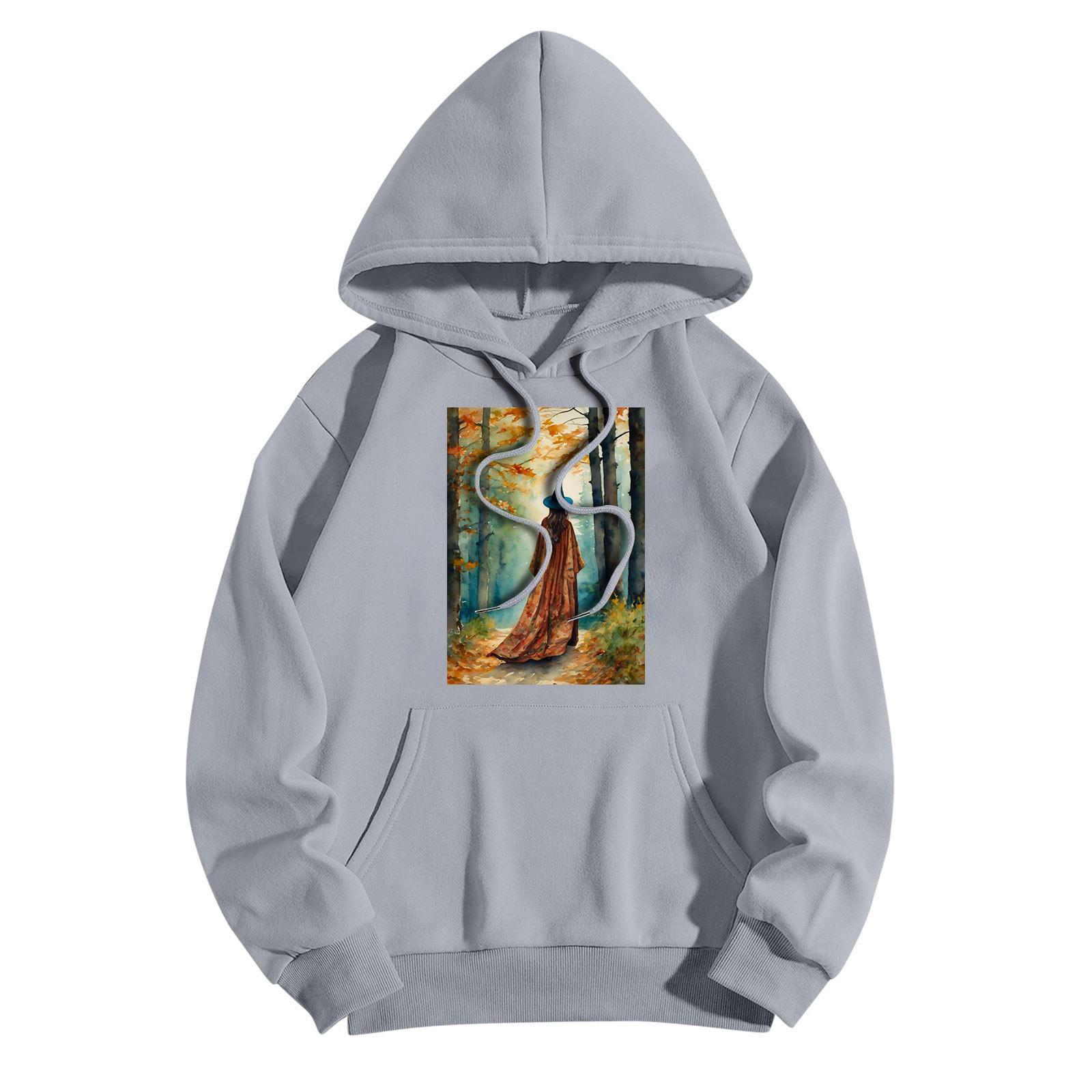 Женская модная повседневная толстовка с капюшоном и принтом ведьмы на Хэллоуин — фото 8