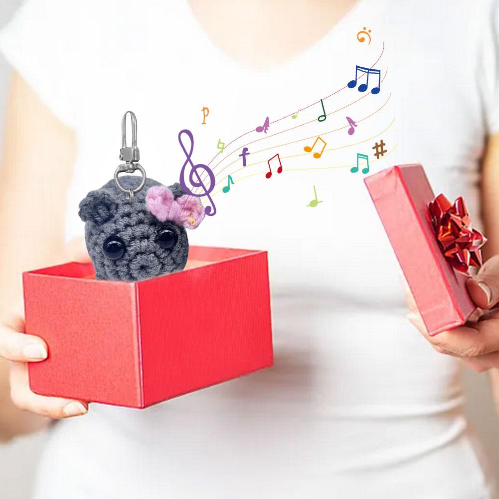 Cute Knitted Sad Hamster Doll Cartoon Knitting Pendant Crochet Sad Hamster Meme Kawaii Girl Hamster Handmade Doll for Kids Gift