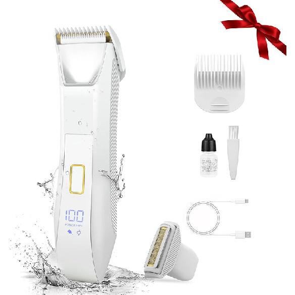 Manscaper Trimmer for Men, 2-in-1 Ball & Body Hair Groomer - Pubic & Groin Hair Shaver with Dual-Head, No-Nick Shaving, Smooth Grooming - белый