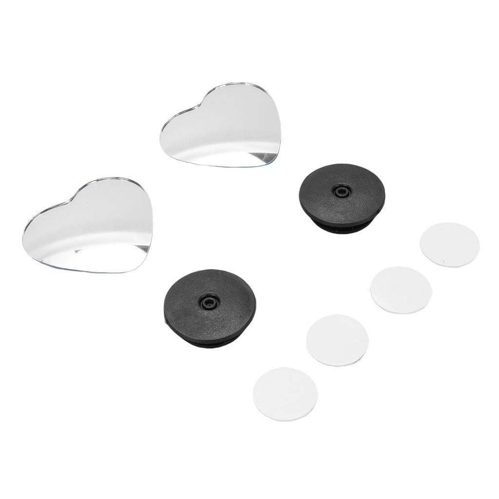 4 Stück Herz Totwinkelspiegel HD Glas Rahmenlose Konvexe Rückspiegel Außenzubehör mit