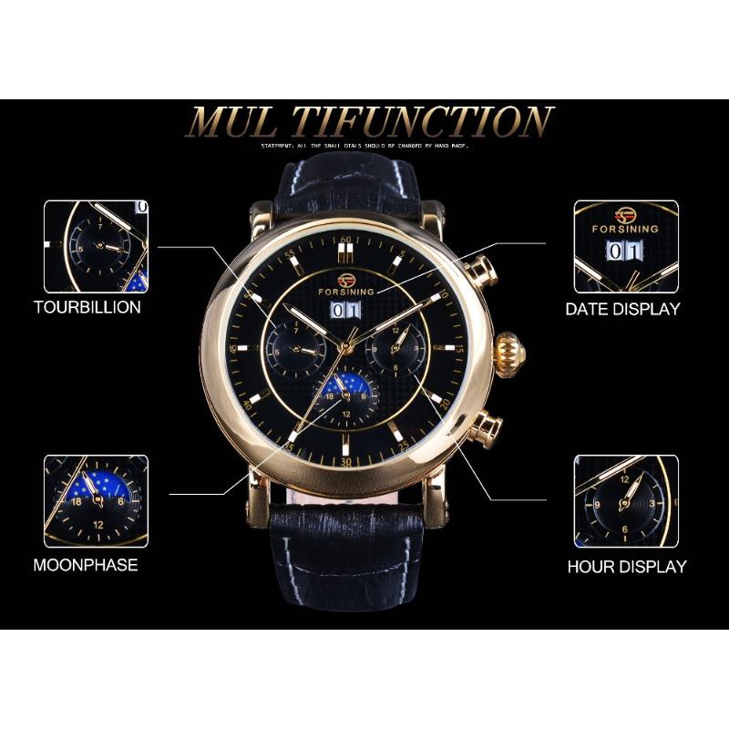 Forsining Herrenmode Freizeit Kalender Tourbillon Automatische Mechanische Uhr