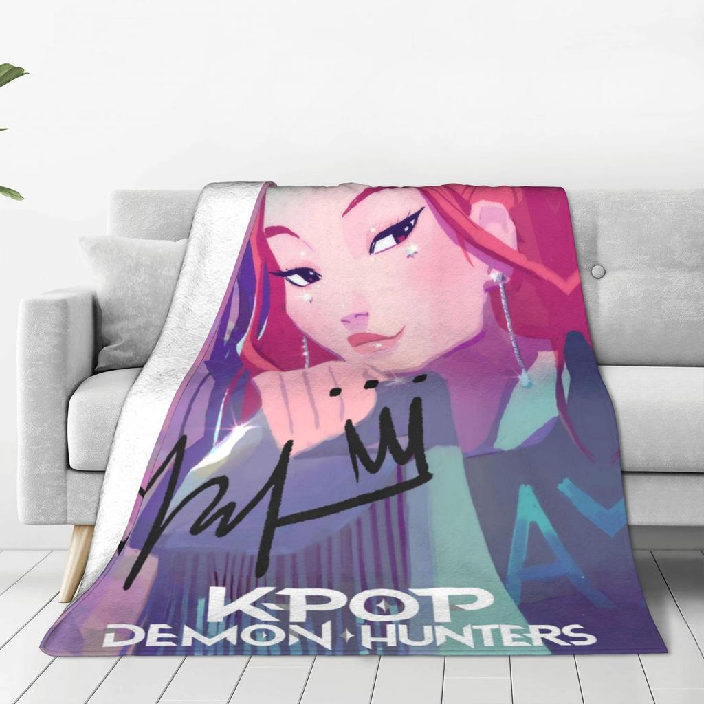K pop Demon Hunters Blanket Quality Soft Warm  Throw Blanket Winter Kids Living Room Aesthetic Bedspread