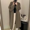 Medium and long thickened sweater cardigan jacket women's autumn and winter lazy style high-end sense thin knee loose knitted coat