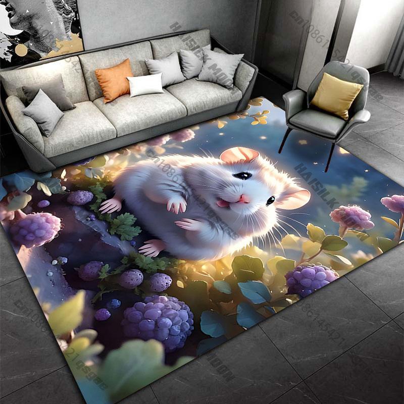 Cute hamster fluffy cloudcarpet Yoga living room room decor children's crawling mat doormat area rug games floor mat